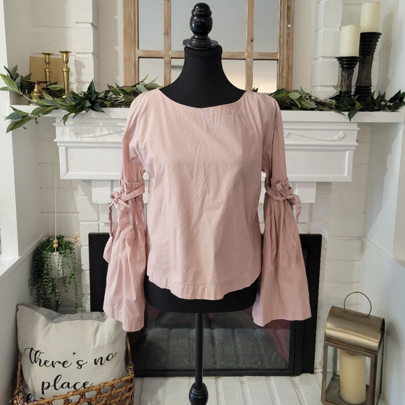 Free People Tops - Free People So Obviously Yours Bell Sleeve In Blush Pink Bohemian Top Size Small